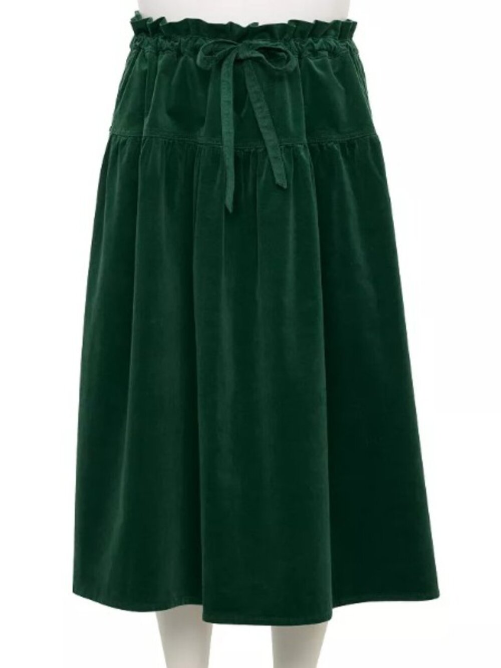 Draper James RSVP Womens Green Paperbag Waist Corduroy Skirt NWT Preppy